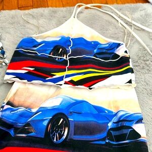 Brand new cute car skirt and top